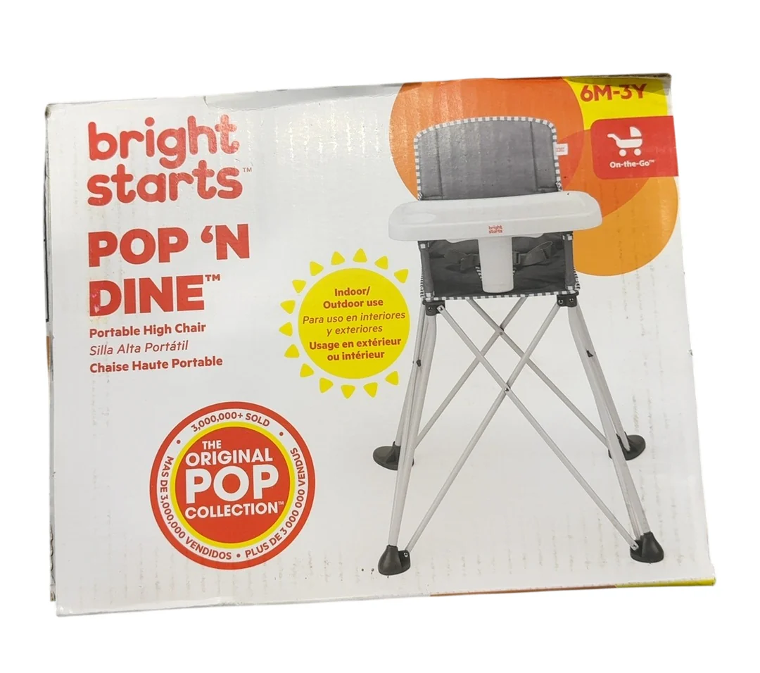 Bright Starts Pop 'N Dine Portable High Chair, Grey - Image 8