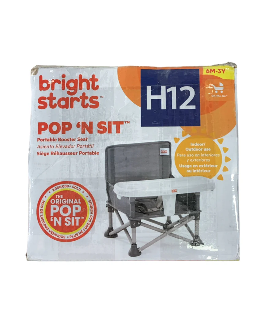 Bright Starts Pop 'N Sit Portable Booster, Grey - Image 4