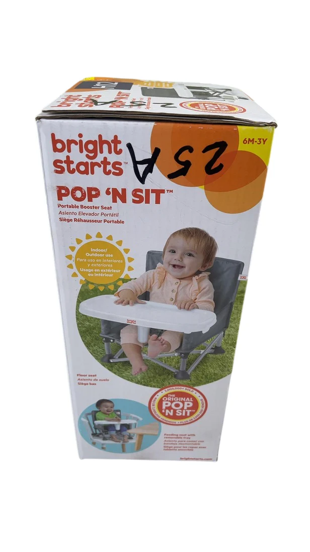 Bright Starts Pop 'N Sit Portable Booster, Grey - Image 4