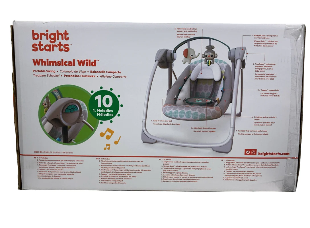 Bright Starts Portable Swing, Whimsical Wild - Image 3