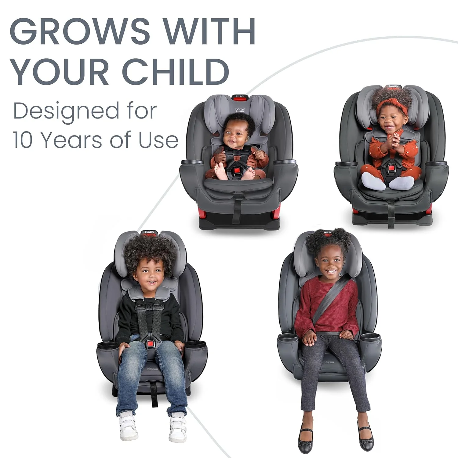 Britax One4Life All-in-One Car Seat & Booster Combo, 2024, Glacier Graphite, Seat Belt - Image 3