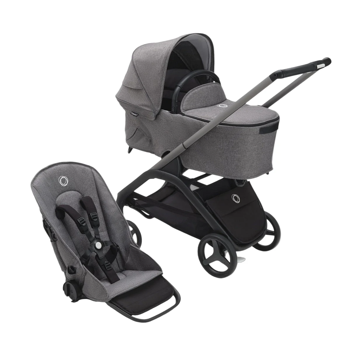 Bugaboo Dragonfly Bassinet and Seat Stroller, Grey Melange, Graphite, Grey Melange, 2025