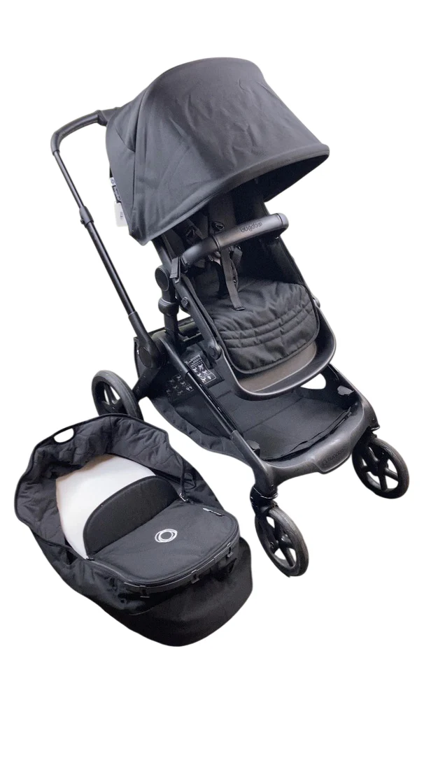 Bugaboo Kangaroo Single To Double Stroller, 2024, Black, Midnight Black, Midnight Black
