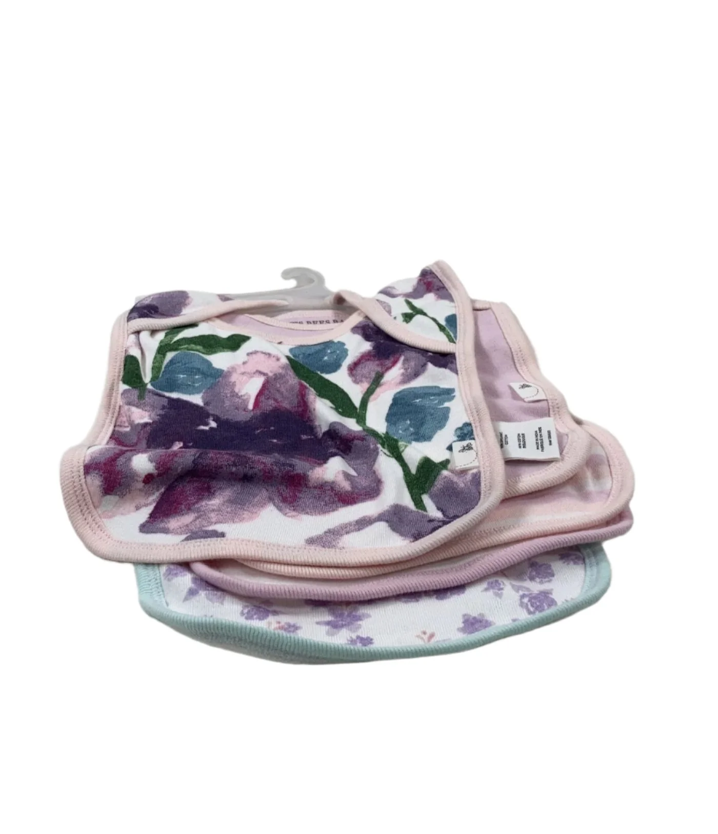 Burt's Bees Baby Organic Lap Shoulder Bibs 5 Pack, Watercolor Daylily - Image 4