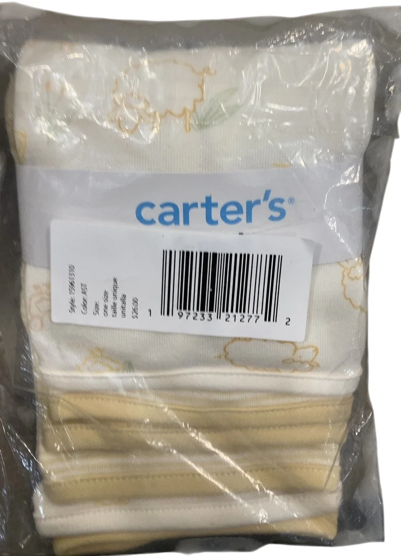 Carter’s Washcloth 6 Pack, Yellow/Sheep/Stripes - Image 3