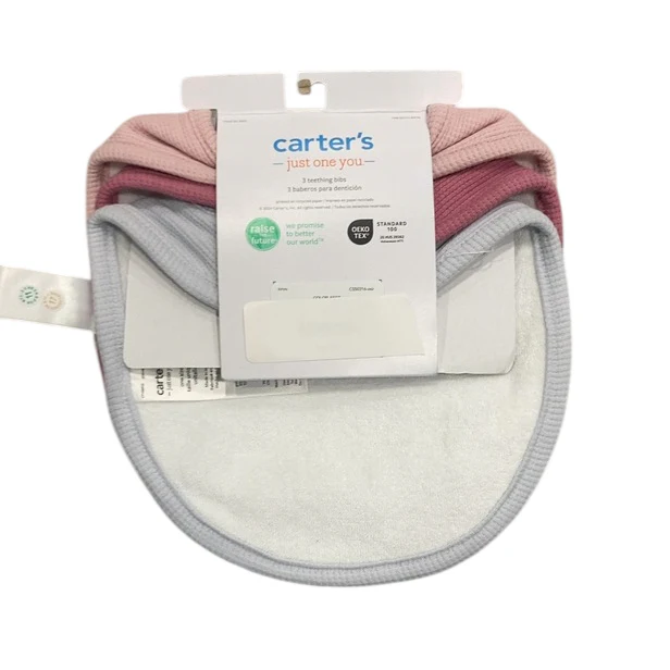 Carter's Baby 3-Pack Teething Bibs, Burgundy/Purple - Image 5
