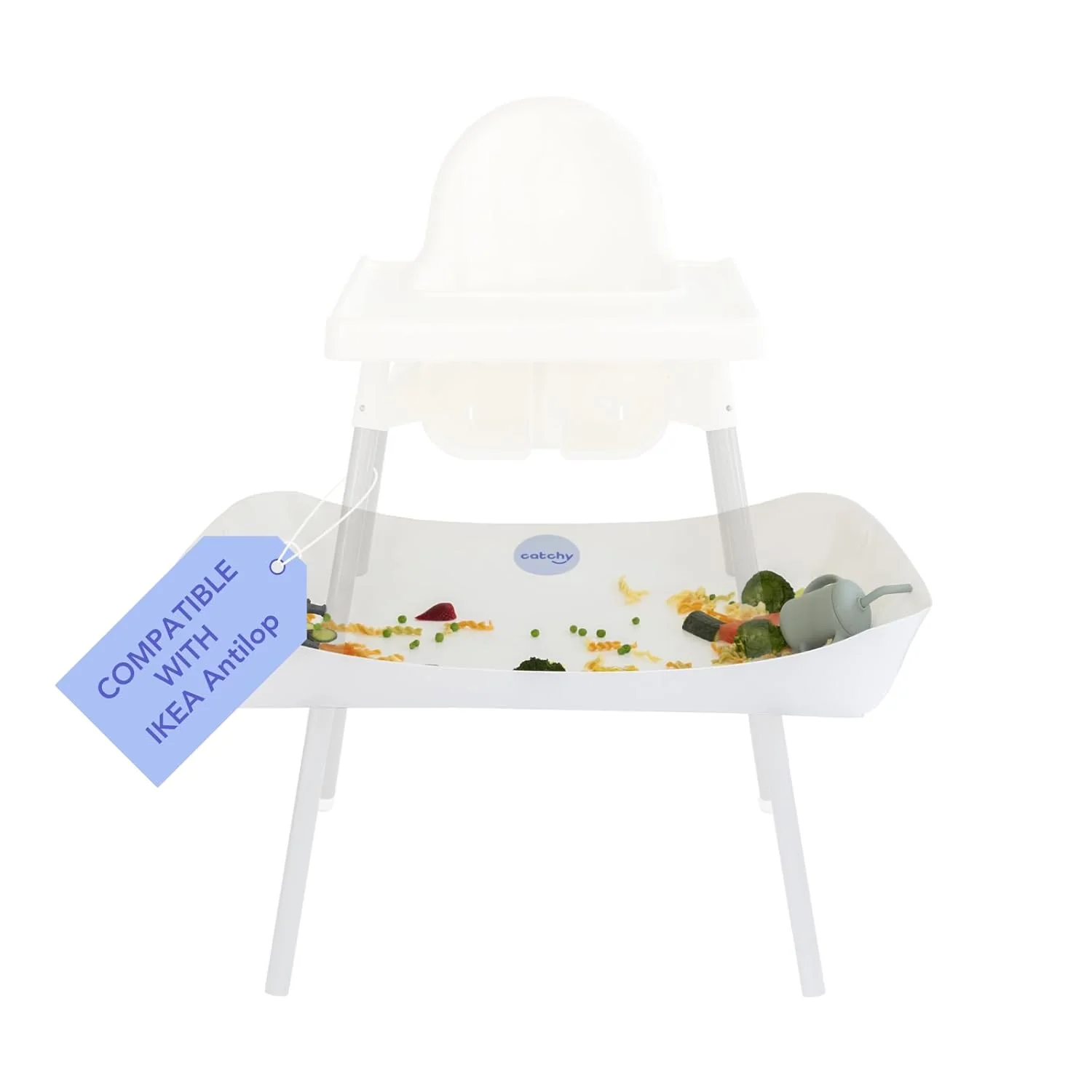Catchy The Food Catcher For High Chairs, For IKEA Antilop High Chair, White