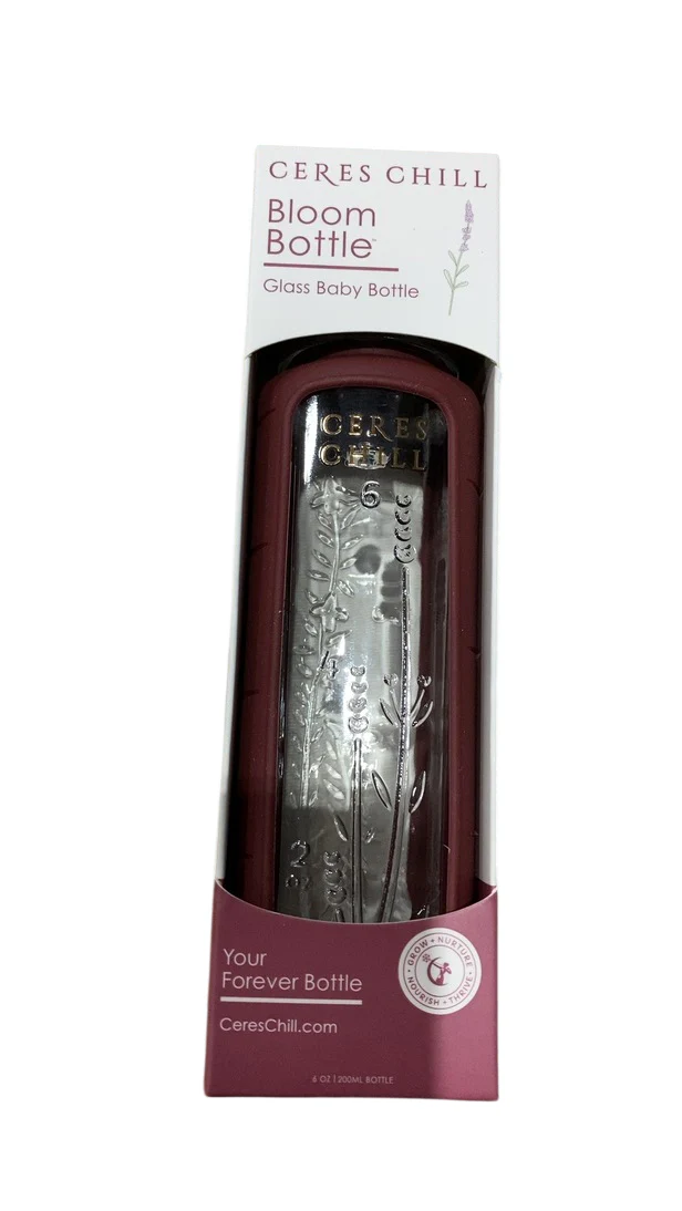 Ceres Chill Bloom Glass Baby Bottle, Plum - Image 2