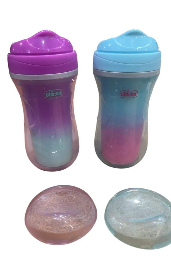 Chicco Rim Spout Trainer Insulated Cups, Pink/Teal/Purple