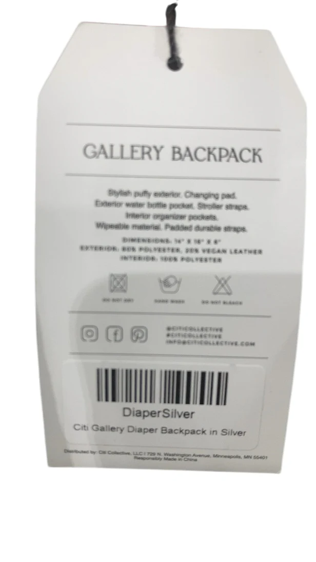 Citi Collective Gallery Diaper Bag Backpack, Silver - Image 9