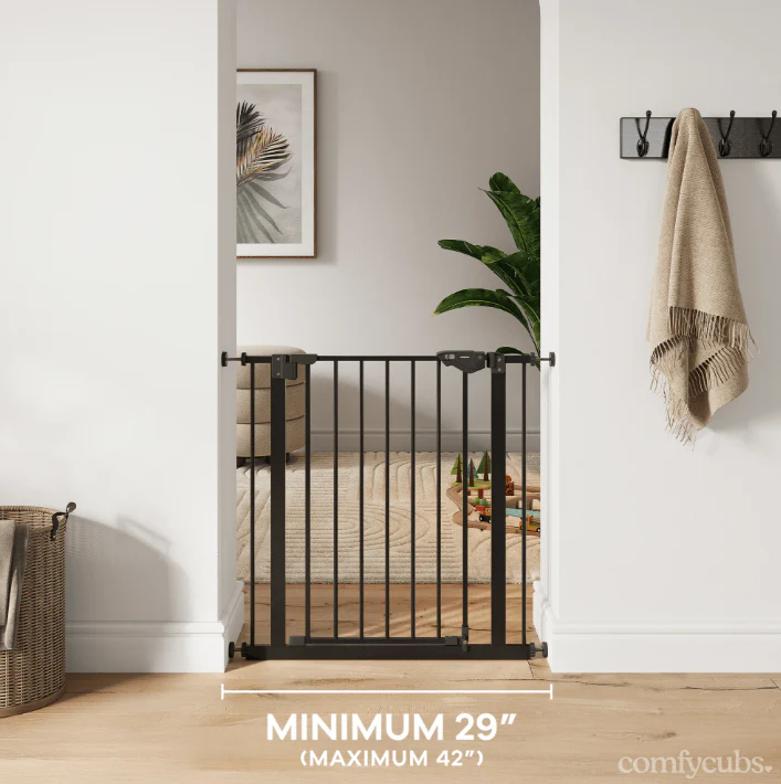 Comfy Cubs Baby Safety Gate with 3 Extensions, Black - Image 2