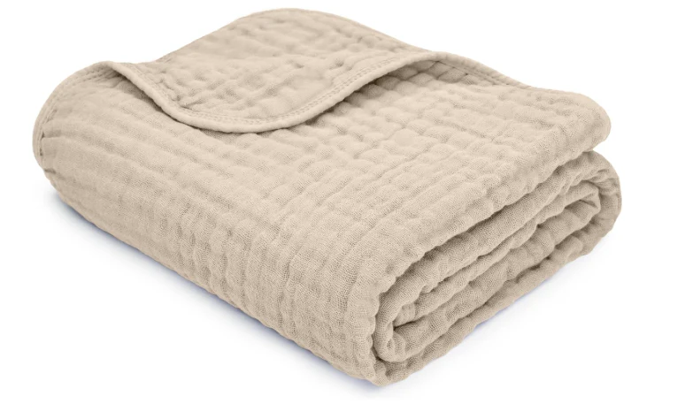 Comfy Cubs Muslin Baby Blanket, Sand
