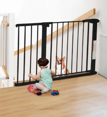 COMOMY Extra Wide Baby Gate, Black, 43.3"W x 30"H