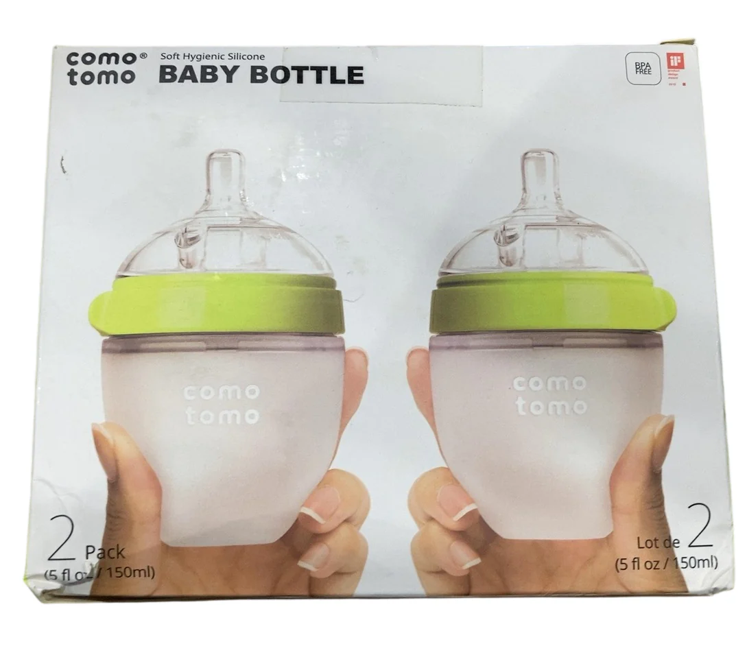 Comotomo Baby Bottles, 5 ounce, Green, Pack of 2 - Image 3