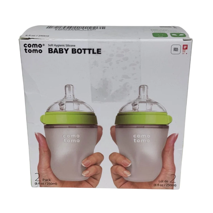 Comotomo Baby Bottles, 8 ounce, Green, Pack of 2 - Image 3
