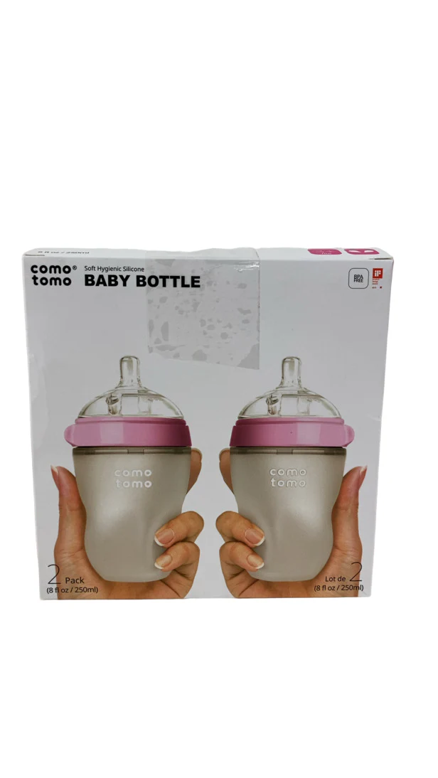 Comotomo Baby Bottles, Pink, Pack of 2, 8 ounce - Image 2