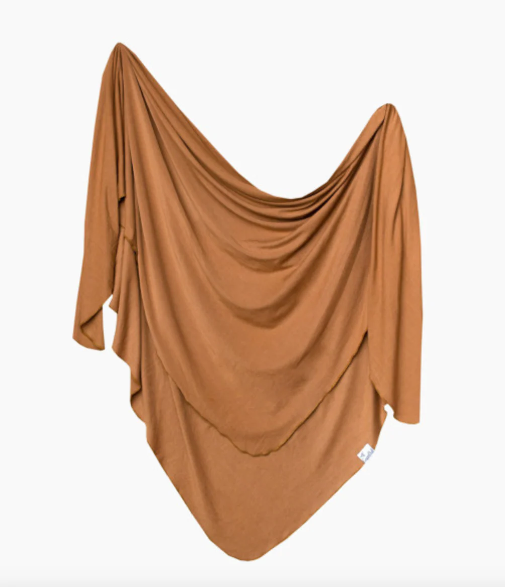 Copper Pearl Knit Swaddle Blanket, Camel