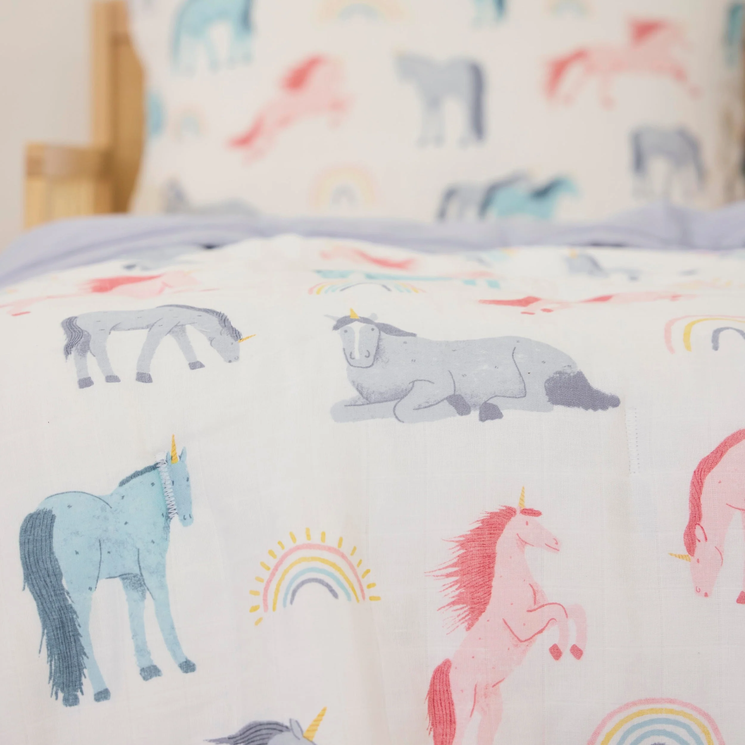 Little Unicorn Cotton Muslin Toddler Bedding 3 Piece Set, Unicorns - Image 8