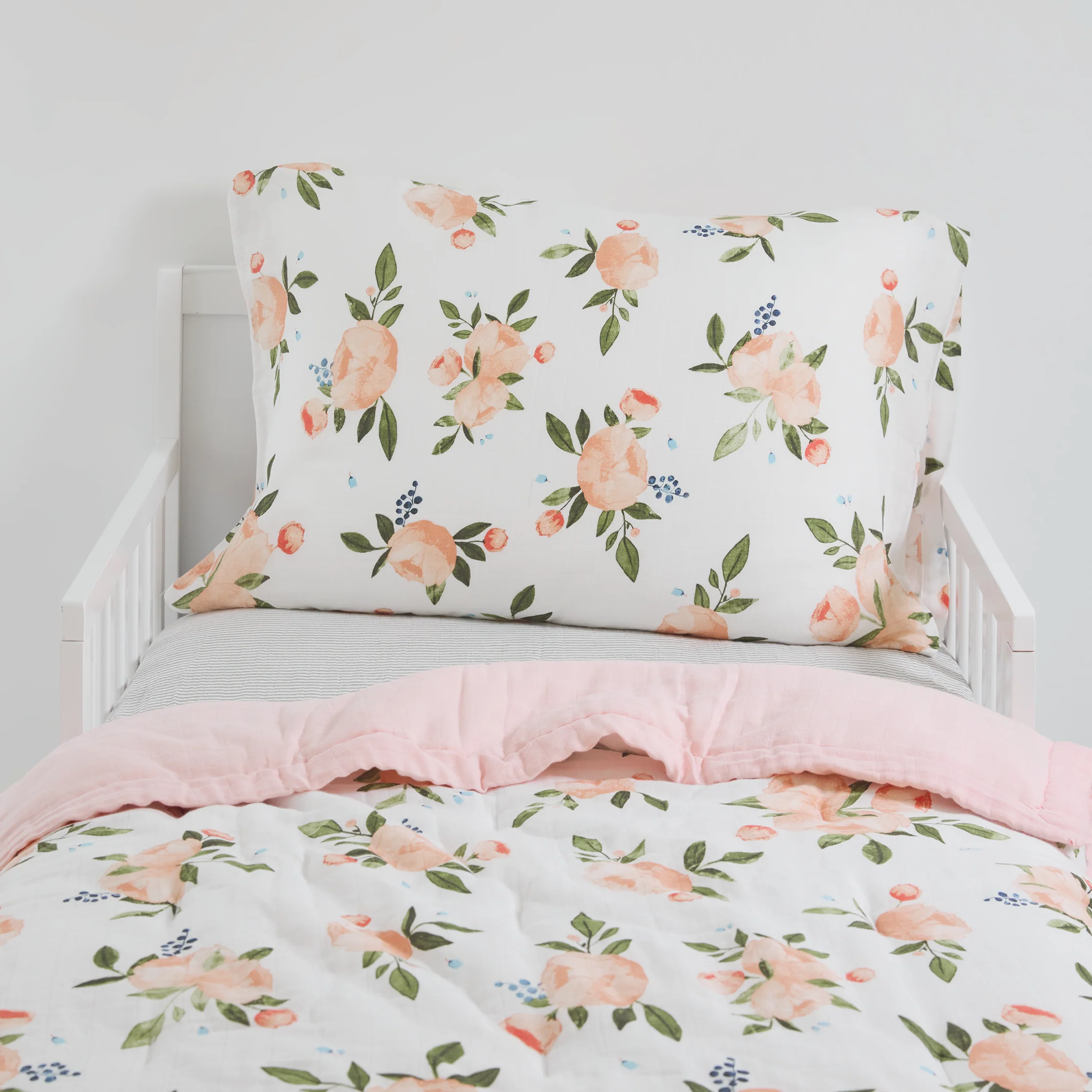 Little Unicorn Cotton Muslin Toddler Bedding 3 Piece Set, Watercolor Roses Grande - Image 3
