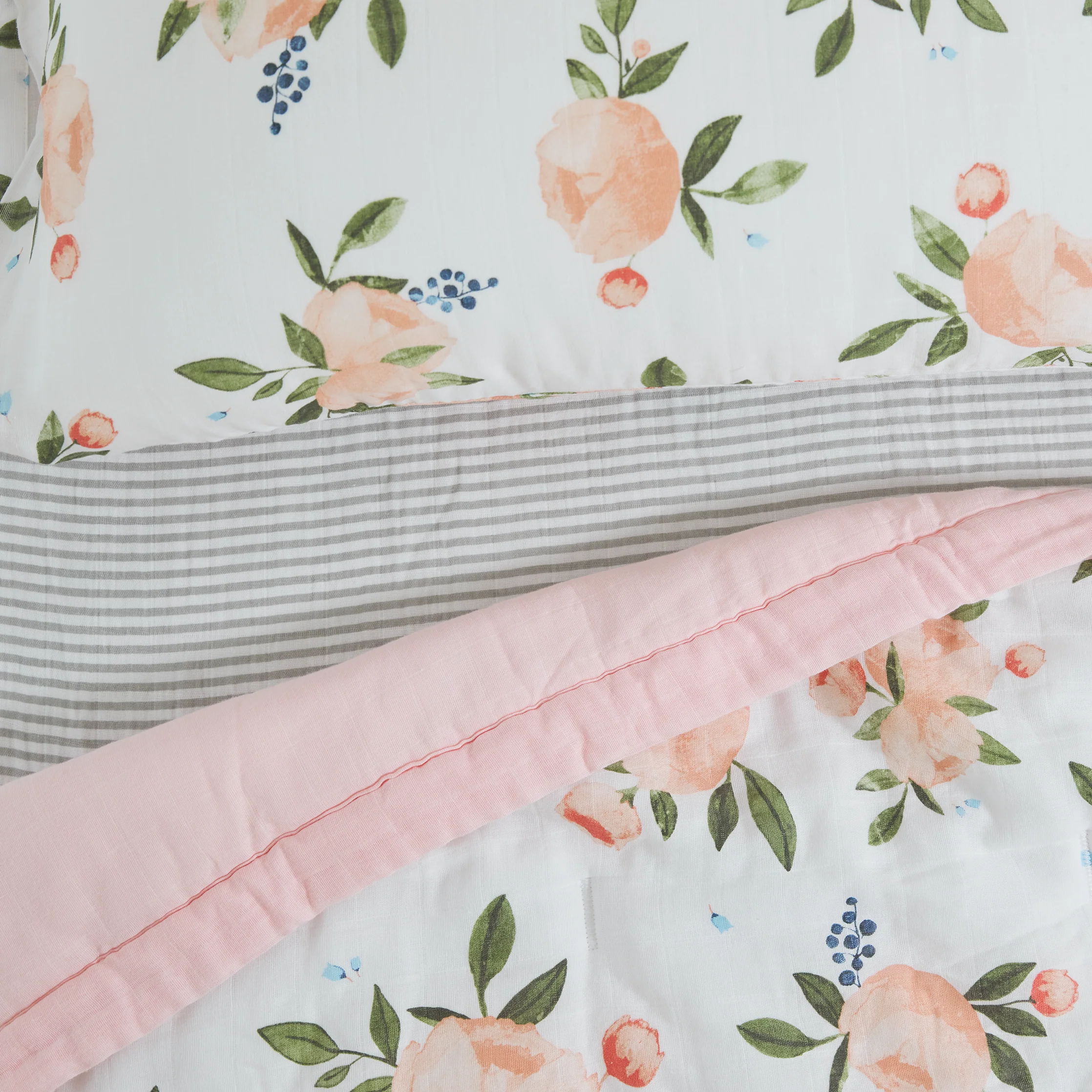 Little Unicorn Cotton Muslin Toddler Bedding 3 Piece Set, Watercolor Roses Grande - Image 4