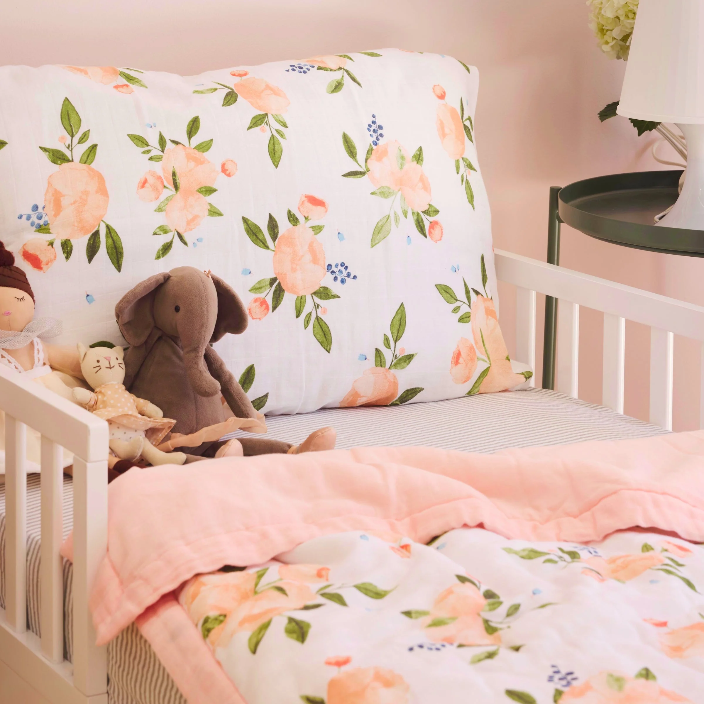 Little Unicorn Cotton Muslin Toddler Bedding 3 Piece Set, Watercolor Roses Grande - Image 8
