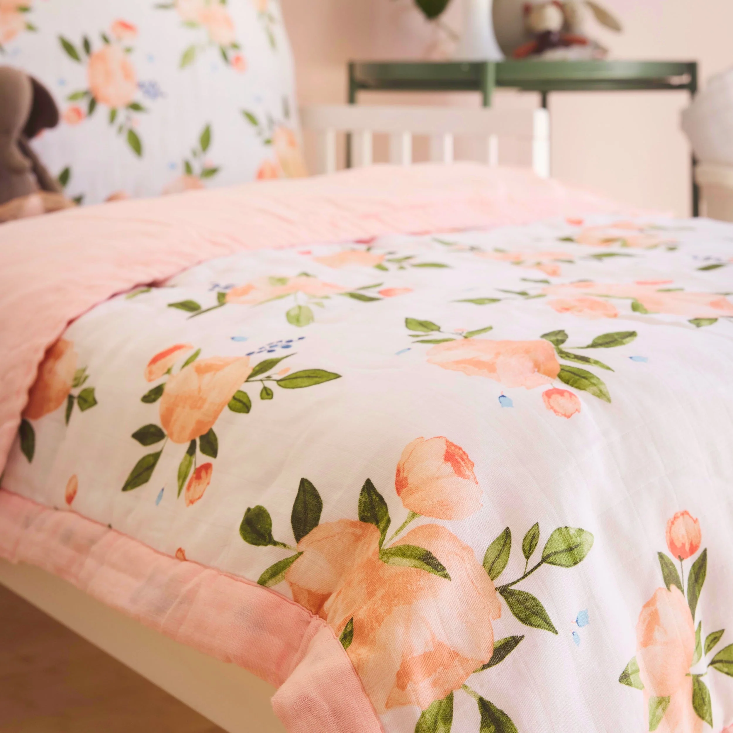 Little Unicorn Cotton Muslin Toddler Bedding 3 Piece Set, Watercolor Roses Grande - Image 9