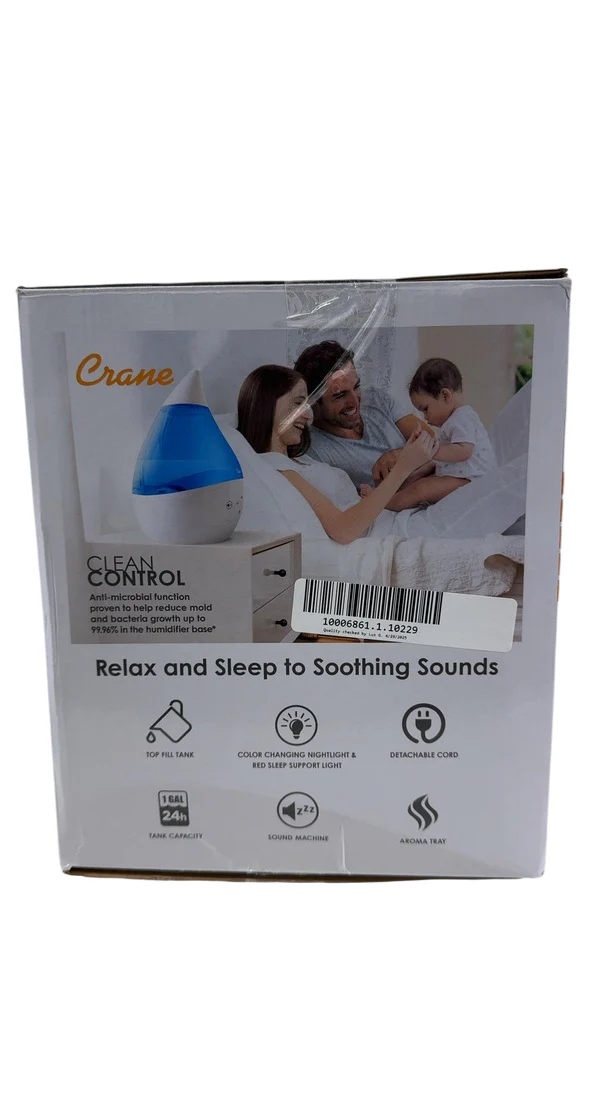 Crane 4-in-1 Drop Ultrasonic Cool Mist Humidifier, Blue & White - Image 3