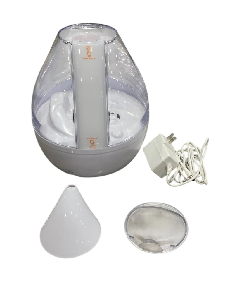 Crane 4-in-1 Drop Ultrasonic Cool Mist Humidifier, Clear & White - Image 2