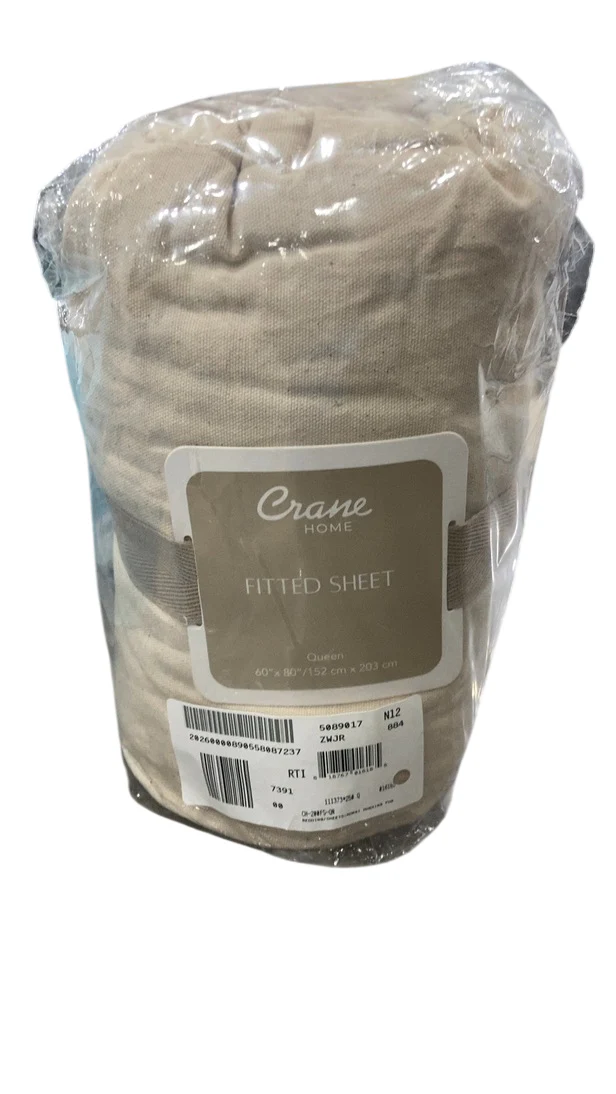 Crane Baby Calm Crinkled Comfort Fitted Sheet, Beige - Image 2