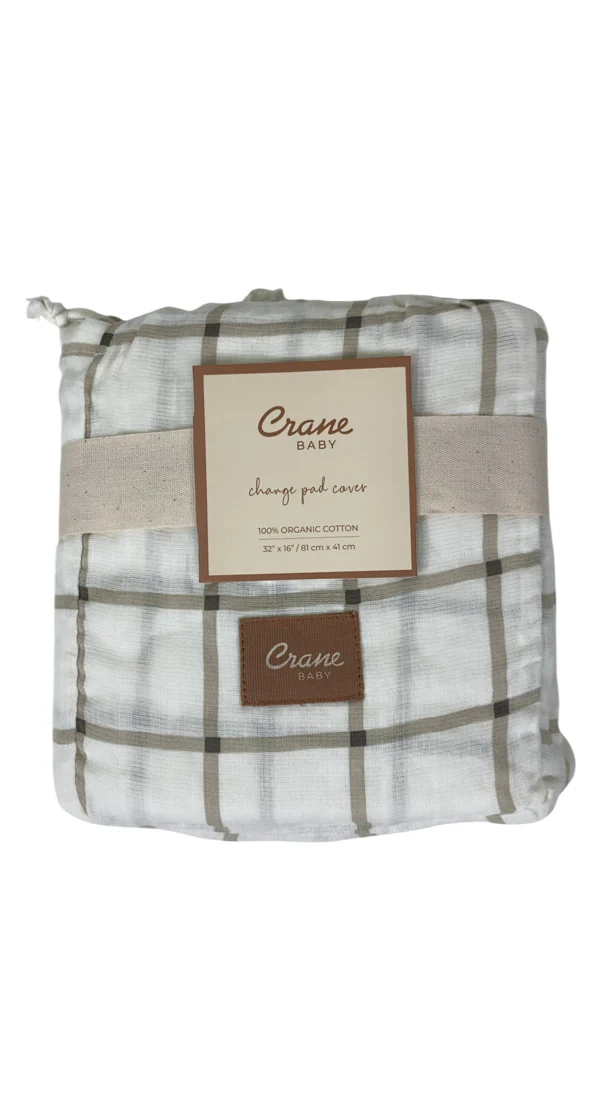 Crane Baby Change Pad Cover, Avery Organic Cotton Check - Image 2