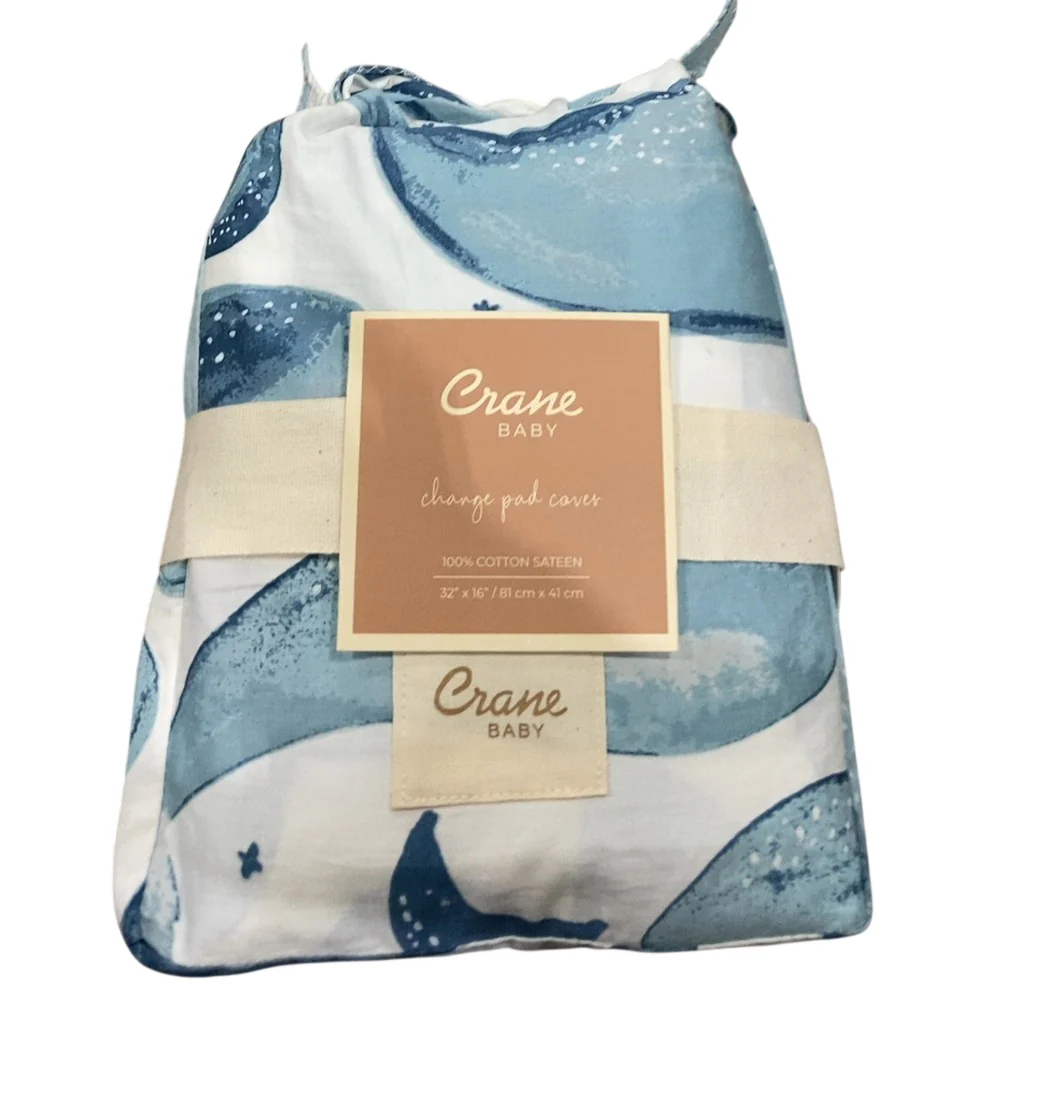 Crane Baby Change Pad Cover, Caspian Whales - Image 2
