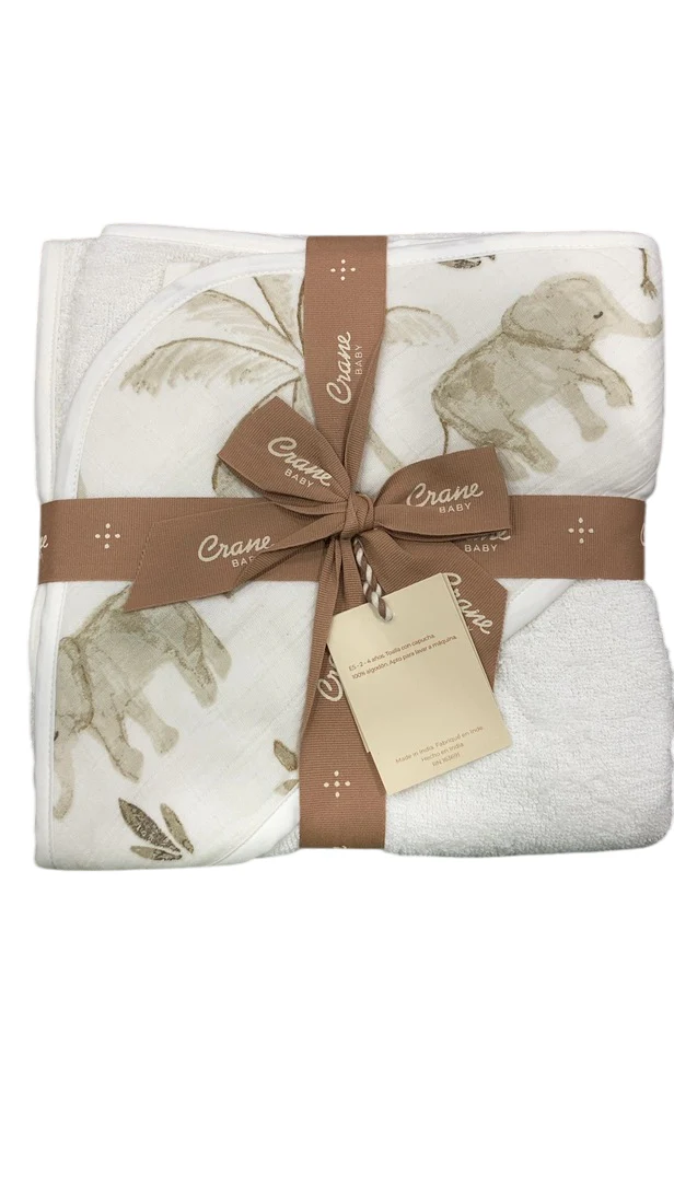 Crane Baby Cotton Hooded Towel, Kendi Safari Animal - Image 2