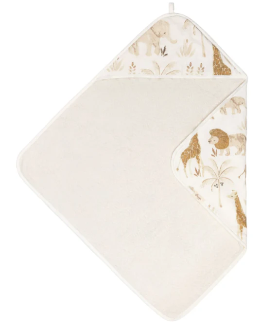 Crane Baby Cotton Hooded Towel, Kendi Safari Animal