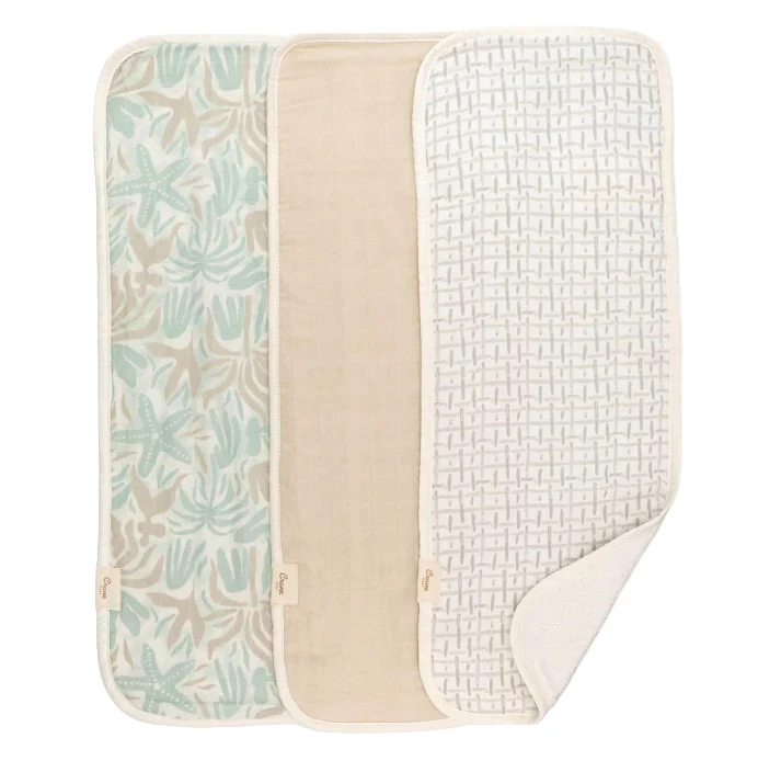 Crane Baby Cotton Muslin Burp Cloth Set, Beach Life