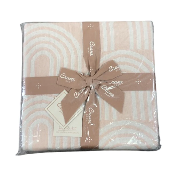 Crane Baby Cotton Muslin Jacquard Blanket, Pink Rainbow