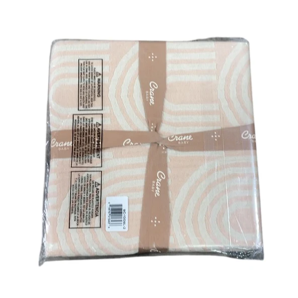 Crane Baby Cotton Muslin Jacquard Blanket, Pink Rainbow - Image 2