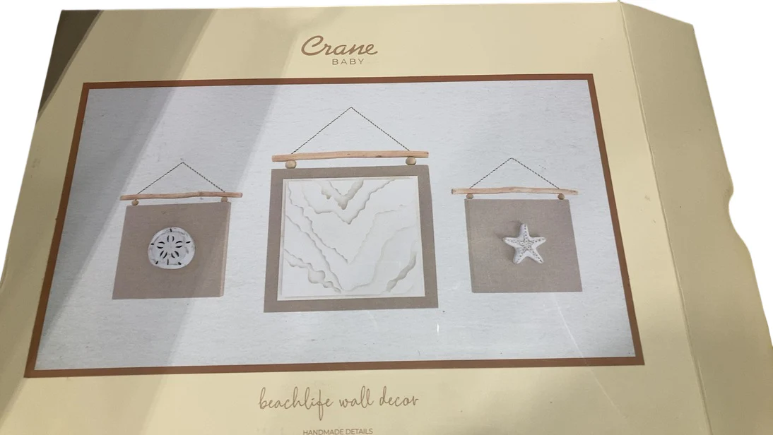 Crane Baby Cove 3-Piece Beach Themed Wall Decor, Beige - Image 5