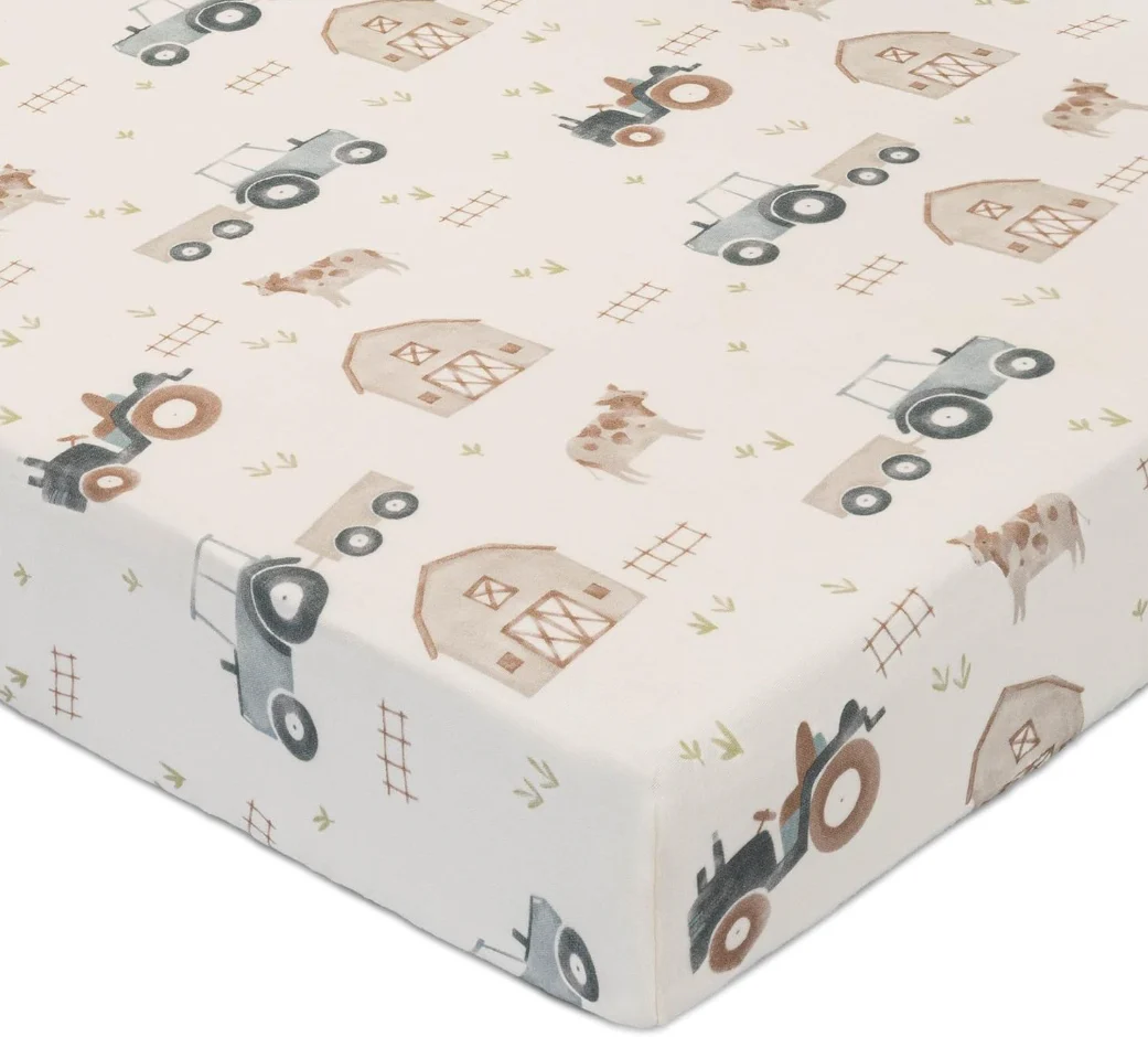 Crane Baby Crib Fitted Sheet, Charlie Farmhouse Tractor