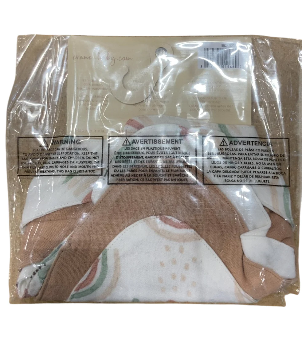 Crane Baby Muslin 3 Piece Bib Set, Parker Rainbow/Butterfly - Image 3