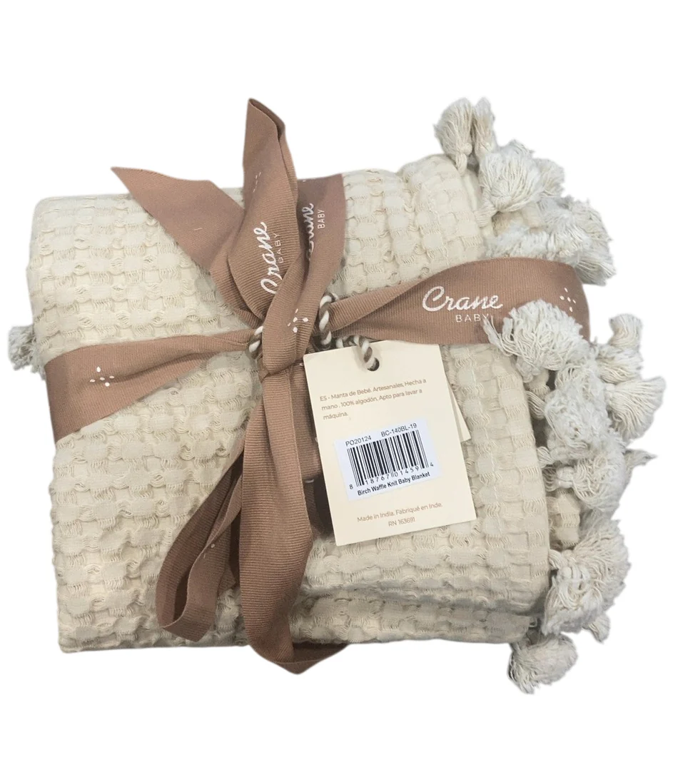 Crane Baby Waffle Knit Blanket, Birch - Image 2