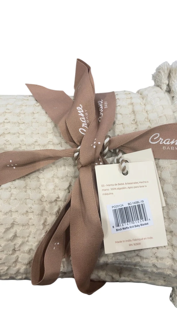 Crane Baby Waffle Knit Blanket, Birch - Image 3
