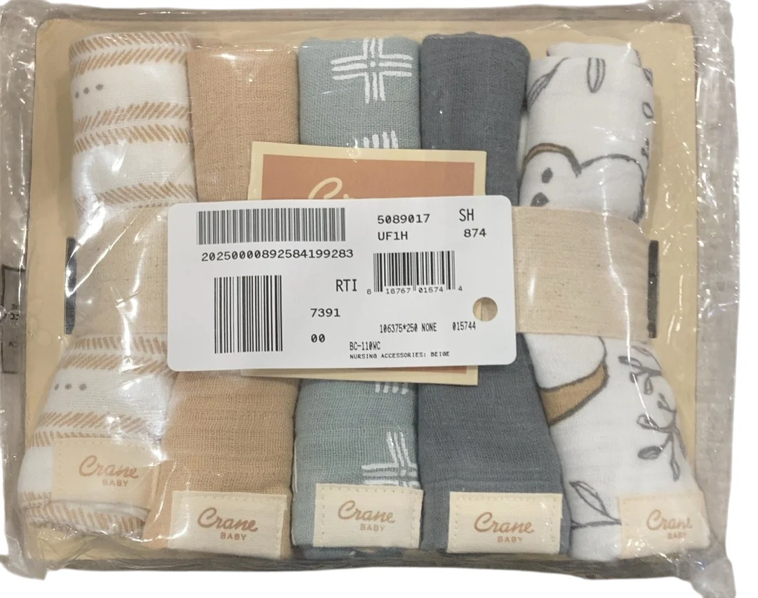 Crane Baby Wash Cloths 5-Piece Set, Ezra (Woodland Animal) - Image 2