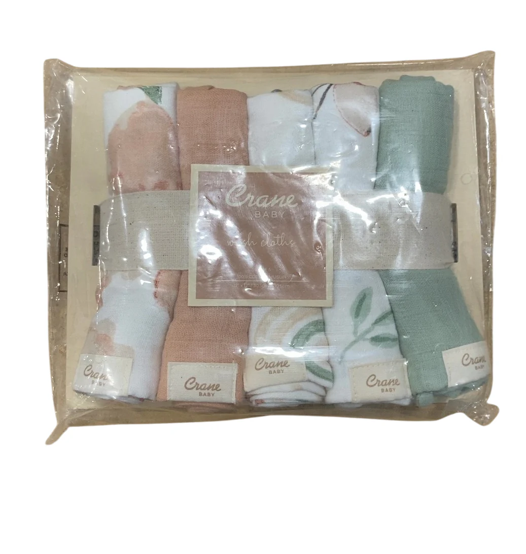 Crane Baby Wash Cloths 5-Piece Set, Parker Pink Floral - Image 2
