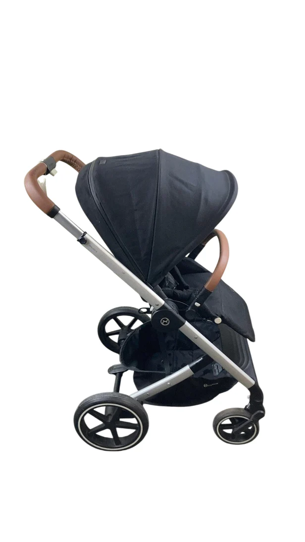 Cybex Balios S Lux Stroller, 2020, Deep Black, Silver with Brown Leather - Image 2