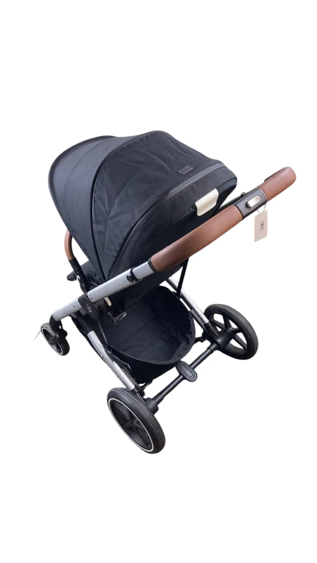 Cybex Balios S Lux Stroller, 2020, Deep Black, Silver with Brown Leather - Image 5