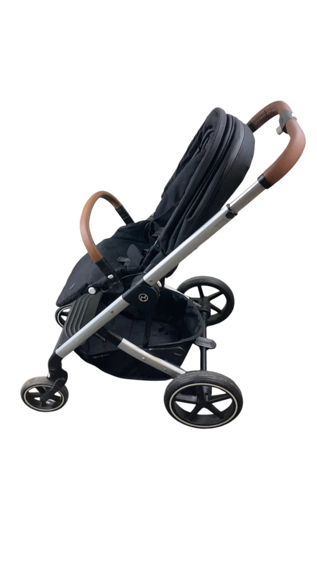 Cybex Balios S Lux Stroller, 2020, Deep Black, Silver with Brown Leather - Image 6