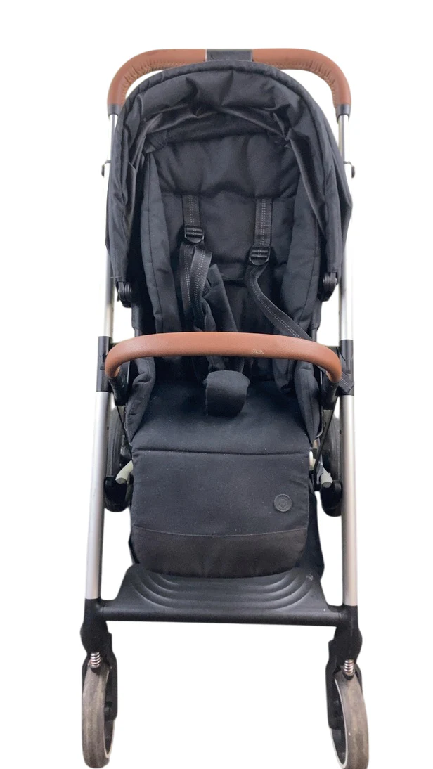 Cybex Balios S Lux Stroller, 2020, Deep Black, Silver with Brown Leather - Image 7