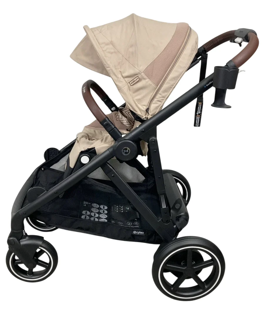 Cybex e-Gazelle S Stroller, 2024, Almond Beige, Black - Image 3