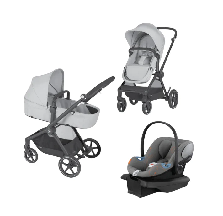 Cybex Eos and Aton G Swivel Travel System, 2024, Black Frame, Lava Grey