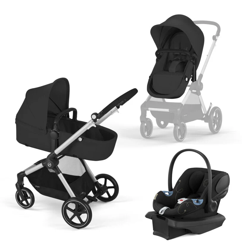 Cybex Eos and Aton G Travel System, 2025, Black, Ocean Blue